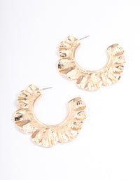 Gold Molten Organic Flower Hoop Earrings - link has visual effect only