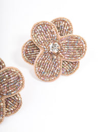 Gold Beaded Flower Stud Earrings - link has visual effect only