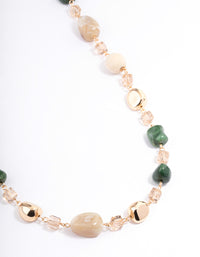 Gold Mixed Beaded Long Necklace - link has visual effect only