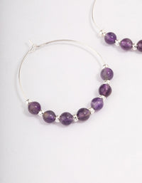 Silver Amethyst Mixed Beaded Hoop Earrings - link has visual effect only