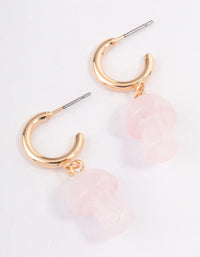 Gold Rose Quartz Moon & Mushroom Huggie Earrings - link has visual effect only