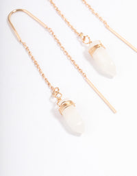 Gold Clear Quartz Moon Threader Earrings - link has visual effect only