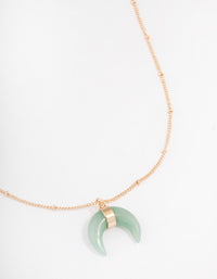 Gold Green Aventurine Eclipse Moon Pendant Necklace - link has visual effect only