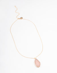 Gold Rose Quartz Organic Pendant Necklace - link has visual effect only