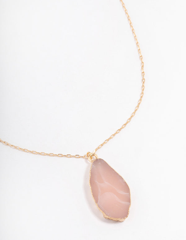 Gold Rose Quartz Organic Pendant Necklace