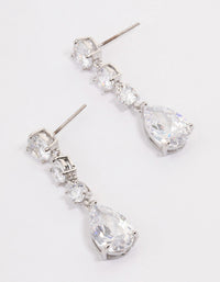 Rhodium Graduating Stone Pear Drop Earrings - link has visual effect only