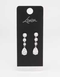 Rhodium Graduating Stone Pear Drop Earrings - link has visual effect only