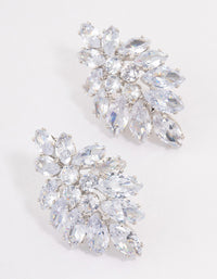 Rhodium Marquise Statement Stud Earrings - link has visual effect only