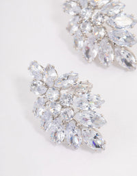 Rhodium Marquise Statement Stud Earrings - link has visual effect only