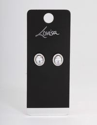 Silver Oval Framed Earrings - link has visual effect only