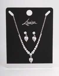 Silver Pear Drop Jewellery Set - link has visual effect only