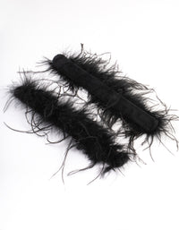 Black Fabric Feather Slapband Bracelet Pack - link has visual effect only