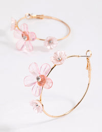 Pink Pretty Triple Flower Hoop Earrings - link has visual effect only