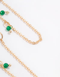 Green Dainty Beaded Sandwich Drop Earrings - link has visual effect only