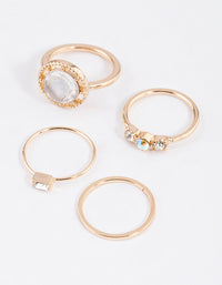 Gold Statement Ornate Round Ring 4-Pack - link has visual effect only