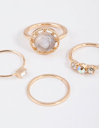 Gold Statement Ornate Round Ring 4-Pack - link has visual effect only