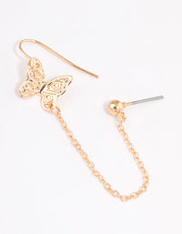 Gold Butterfly Drop Chain Earrings - link has visual effect only