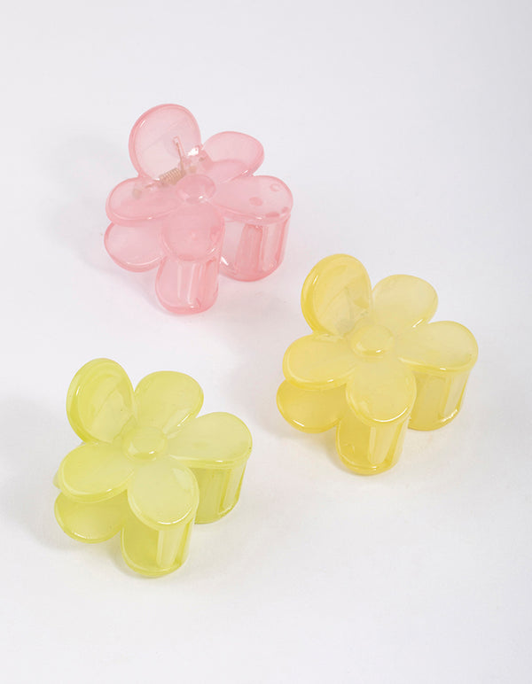 Plastic Flower Flower Claw Clip Pack