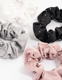 Fabric Mixed Diamante Scrunchie  4-Pack - link has visual effect only