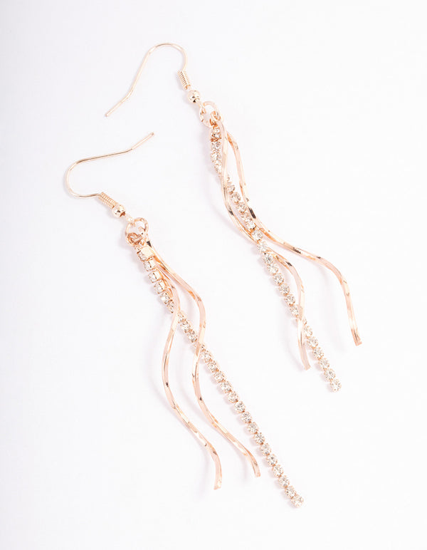 Rose Gold Cupchain & Twisted Drop Earrings