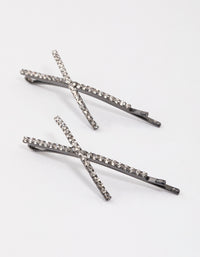 Gunmetal Cross Slide Hair Clips Pack - link has visual effect only