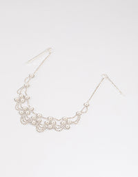 Silver Pearl Diamamte Hair Chain - link has visual effect only