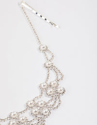 Silver Pearl Diamamte Hair Chain - link has visual effect only