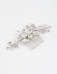 Silver Floral Diamante Hair Comb - link has visual effect only