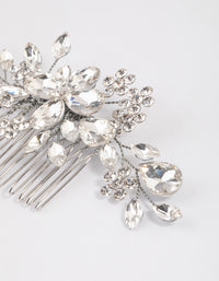 Silver Floral Diamante Hair Comb - link has visual effect only