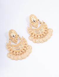 Gold Statement Disc Drop Chandbali Earrings - link has visual effect only