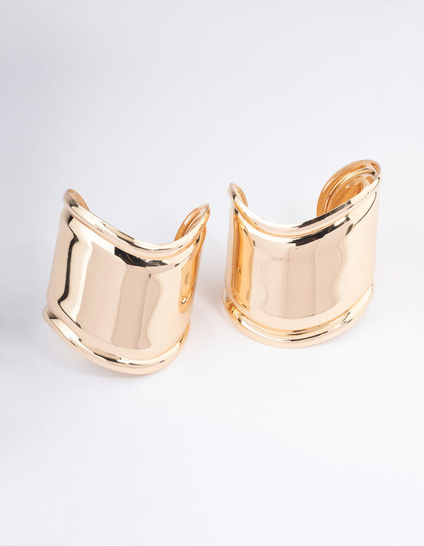 Gold Statement Wave Cuff Bangle Pack