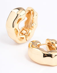 Gold Plated Chubby Warped Hoop Earrings - link has visual effect only