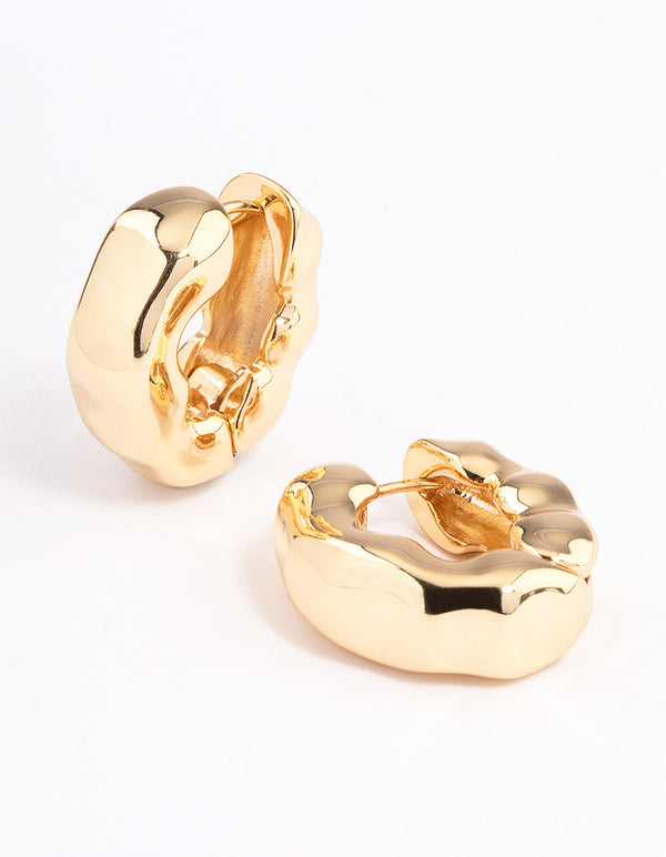 Gold Plated Chubby Warped Hoop Earrings