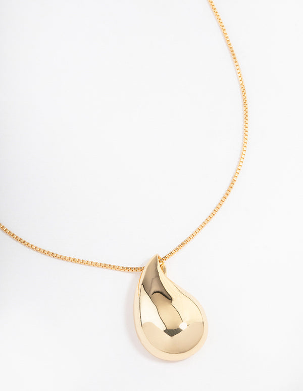 Gold Plated Box Chain Drop Necklace