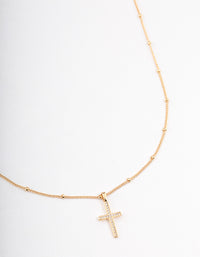 Gold Plated Cubic Zirconia Paved Cross Necklace - link has visual effect only