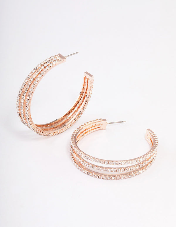 Rose Gold Triple Illusion Statement Hoop Earrings