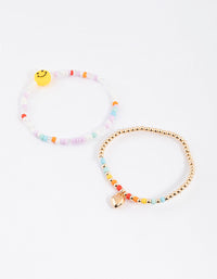 Gold Rainbow Smiley Bracelet Pack - link has visual effect only