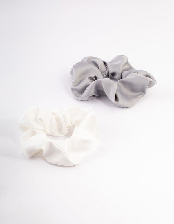 Dark Satin Hair Scrunchie Pack