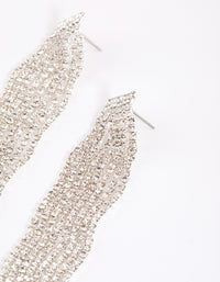 Silver Diamante Wave Statement Drop Earrings - link has visual effect only