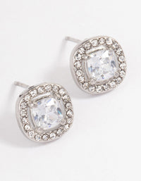 Surgical Steel Cubic Zirconia Rounded Stud Earrings - link has visual effect only