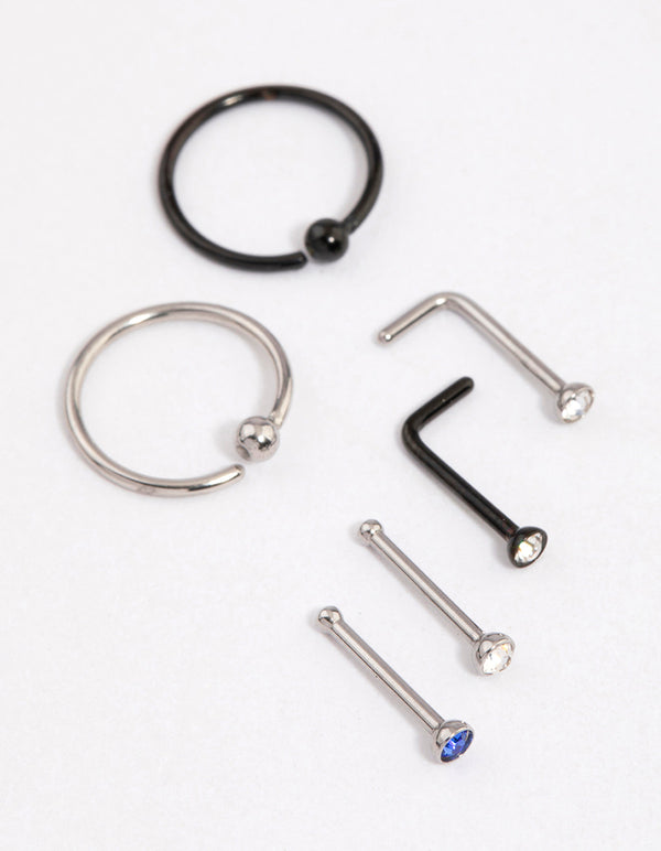 Surgical Steel Bezel & Ring Nose 6-Pack