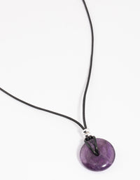 Silver Amethyst Donut Cord Necklace - link has visual effect only