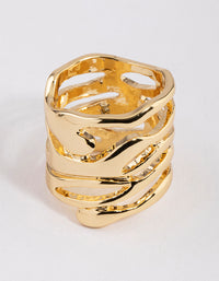 Gold Plated Molten Layered Ring - link has visual effect only