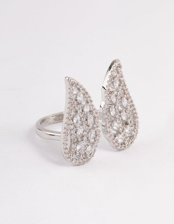 Silver Angelic Cubic Zirconia Wing Ring