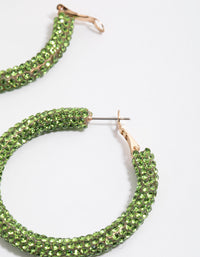 Coated Green Crystal Wrapped Hoop Earrings - link has visual effect only