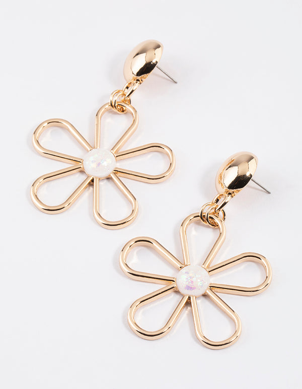 Gold Oversized Flower Drop Earrings