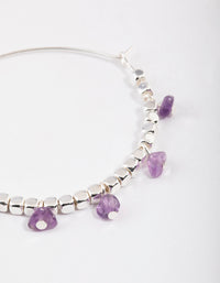 Silver Amethyst Mixed Beaded Hoop Earrings - link has visual effect only