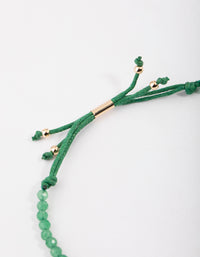 Gold Green Aventurine Facet Beaded Toggle Bracelet - link has visual effect only