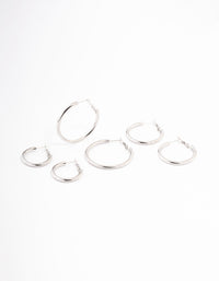 Waterproof Stainless Steel Large Basic Hoop Earrings Pack - link has visual effect only