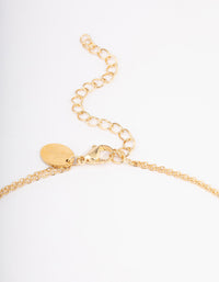 Gold Plated Stainless Steel Cubic Zirconia Droplet & Disc Necklace - link has visual effect only